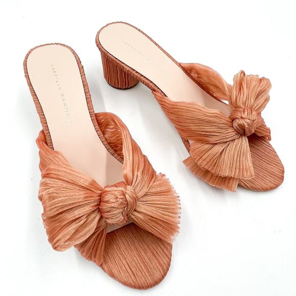 Loeffler Randall Emilia Knot Mules Sandals Bow Block Heel Slip On Sz 8 - Picture 2 of 10